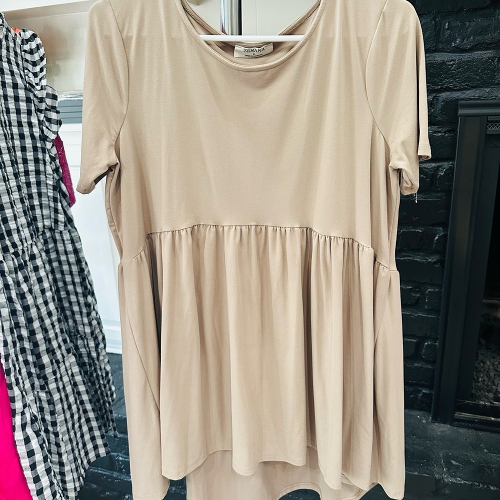 Tan tee shirt dress